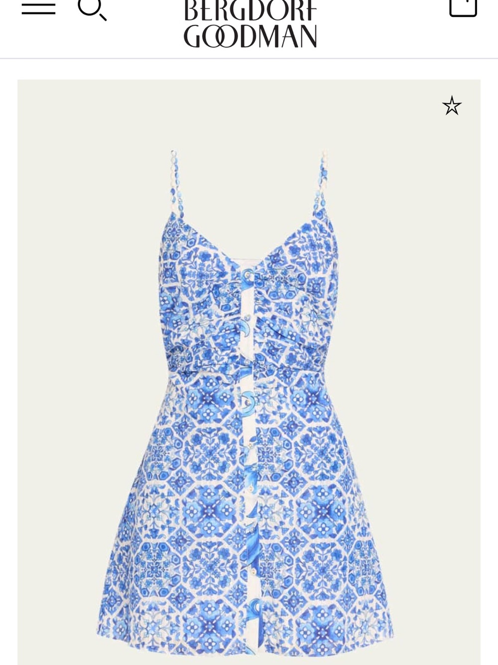 Blue & White Tile Print Spaghetti Strap Dress